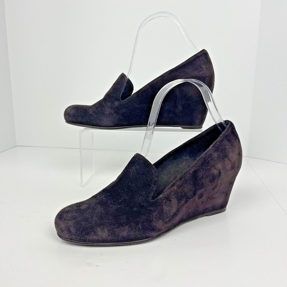 Stuart Weitzman Wedges‎ Womens Size 8 Brown Suede Loafers Sleek Striking Modern